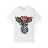 Personalized memorial heart wings T-shirt by Printify featuring "In Loving Memory" tribute design on soft fabric.