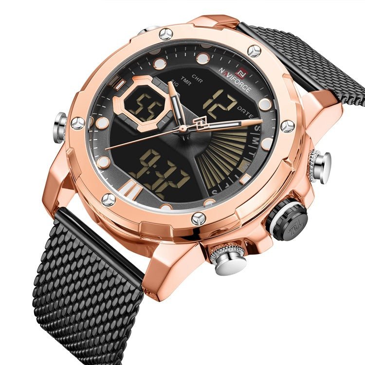 Men's sports watch by Memories but Unique with black strap and digital display, suitable for active and casual wear.