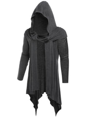 Men's long-sleeve shawl collar cardigan sweater by Memories but Unique, featuring a hood, supersoft fabric, and casual style.