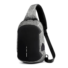 Waterproof anti-theft men's travel chest bag by Memories but Unique, showing secure front pockets and adjustable strap design.