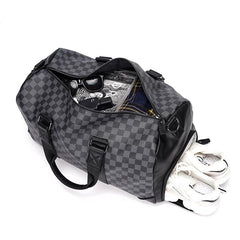 Men's horizontal portable travel fashion bag by Memories but Unique, featuring sleek design and compact size for easy carrying.