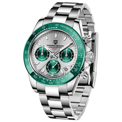 Men's quartz watch by Memories but Unique with a sleek silver dial and black leather strap, stylish timepiece for everyday wear.