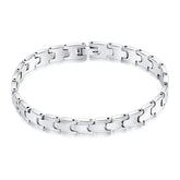 Men's stainless steel bracelet with gold edge, featuring sleek jewelry design and modern style from Memories but Unique.