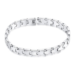 Men's stainless steel bracelet with gold edge, featuring sleek jewelry design and modern style from Memories but Unique.