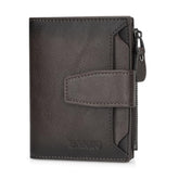 Memories but unique genuine leather men's bifold wallet with zipper, RFID card holder, coin pocket, and secure zip purse.