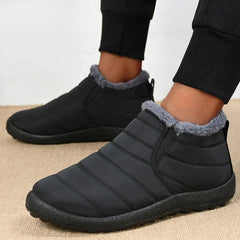 Men's waterproof winter ankle boots with fur lining, slip-on design, and casual style, ideal for snow and cold weather from Memories but Unique.