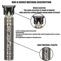 Memory but Unique T9 electric hair clipper with adjustable 0mm beard and body trimmer blades, suitable for men’s haircut and shaving.