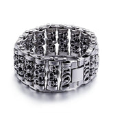 Men's titanium steel skull bracelet with punk style design, featuring a bold, edgy look and detailed skull accents.