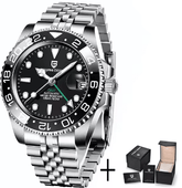 Luminous Men's Watch by Memories but Unique showing a sleek black dial with luminous hands and markers.