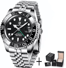 Luminous Men's Watch by Memories but Unique showing a sleek black dial with luminous hands and markers.