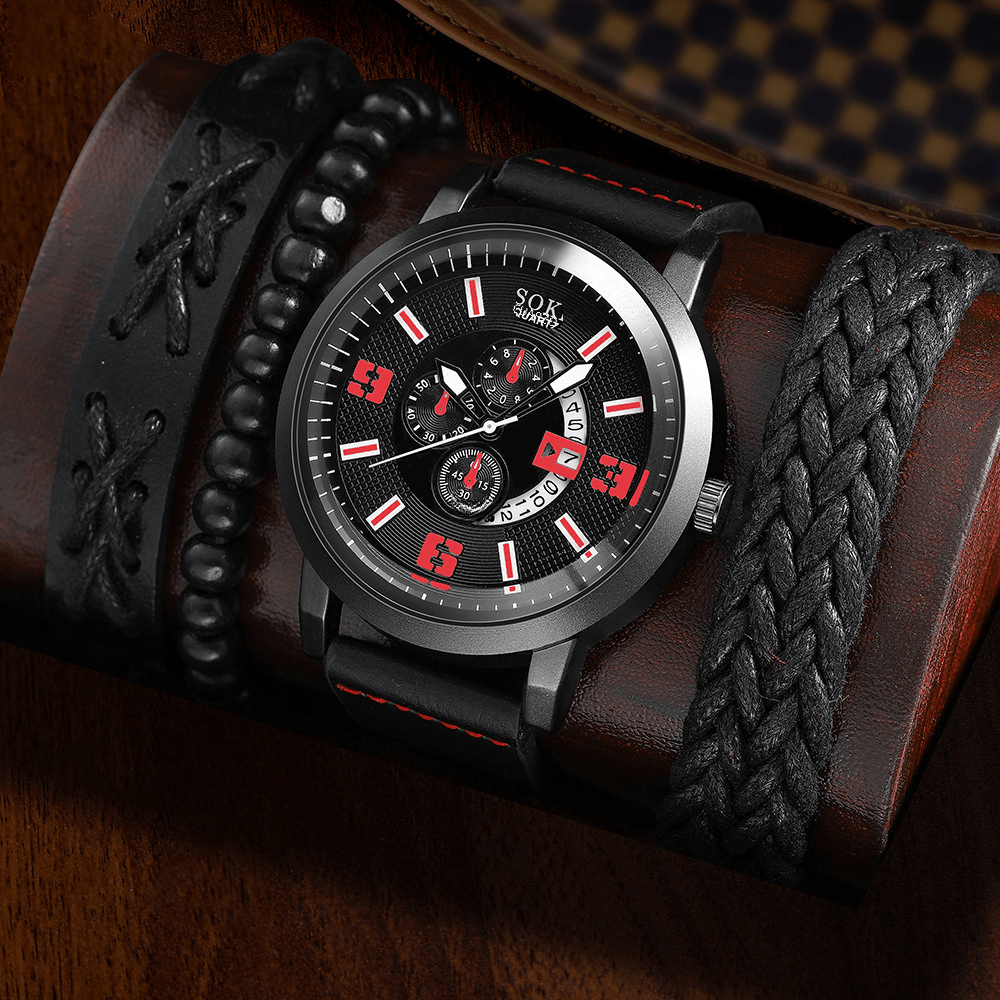 Men's business quartz watch set by Memories but Unique featuring a sleek silver watch with matching bracelet and elegant design.