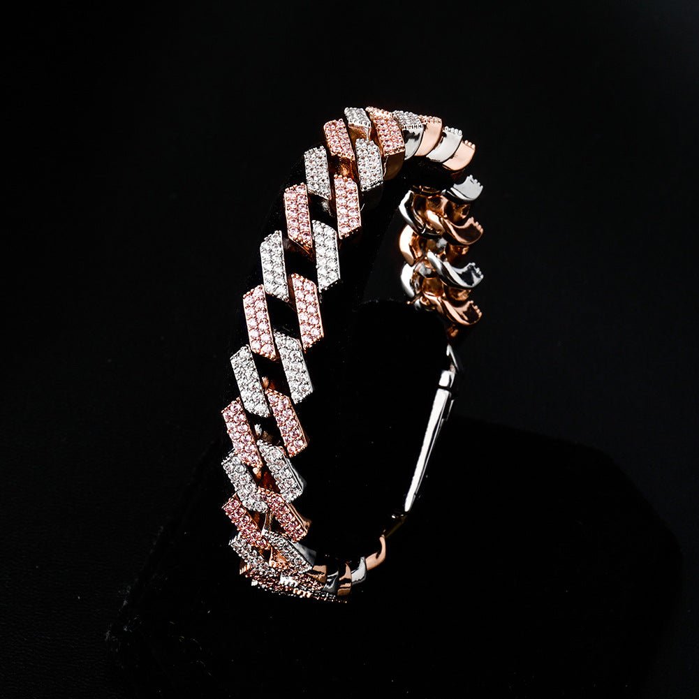 Men's Miami Cuban Link Bracelet by Memories, featuring bold rock hip hop jewelry design with polished gold-tone links.