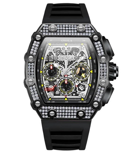Men's ONOLA watch by Memories but Unique with a sleek black dial and silver stainless steel band, stylish and modern accessory.