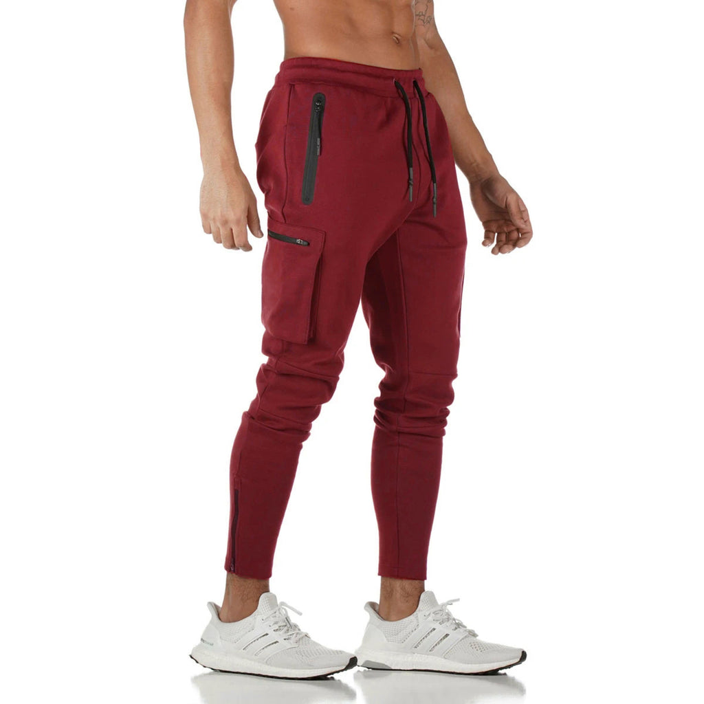 Men's casual camouflage sports overalls by Memories but Unique with zipper details, versatile cotton fabric, suitable for running and fitness.