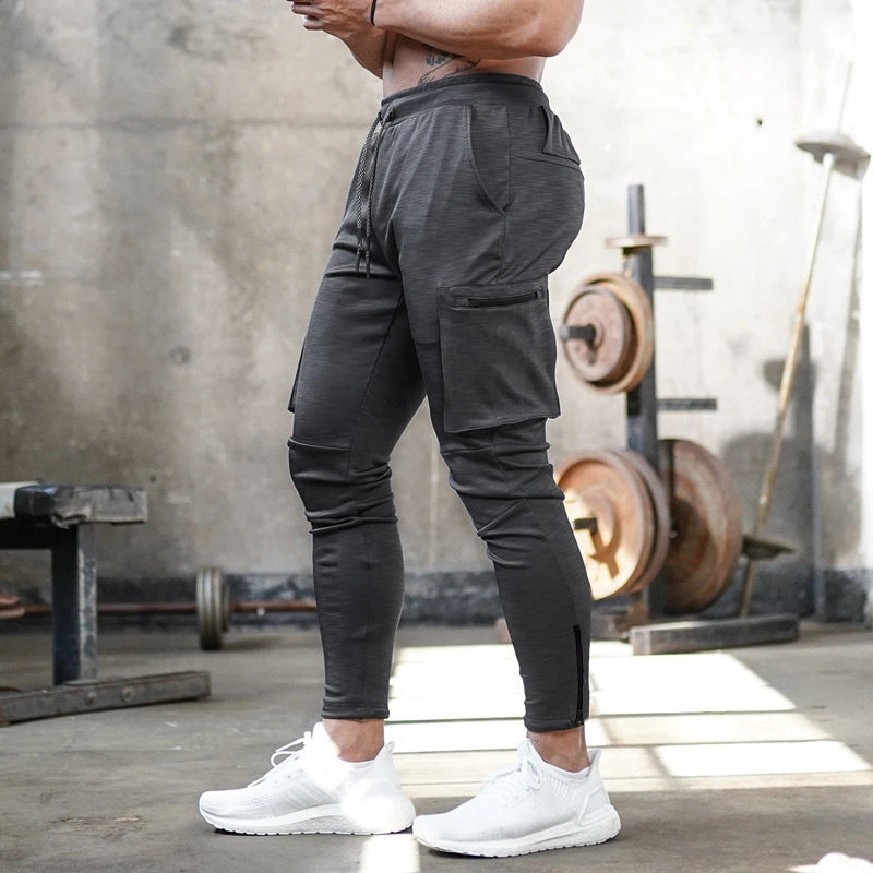 Men's camouflage cotton overalls with zipper details, versatile casual sports trousers for running and fitness by Memories but Unique