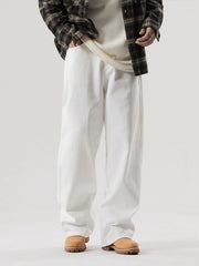 Men's plus size wide leg jeans in washed stretch cotton denim, showcasing the relaxed fit and classic denim texture.