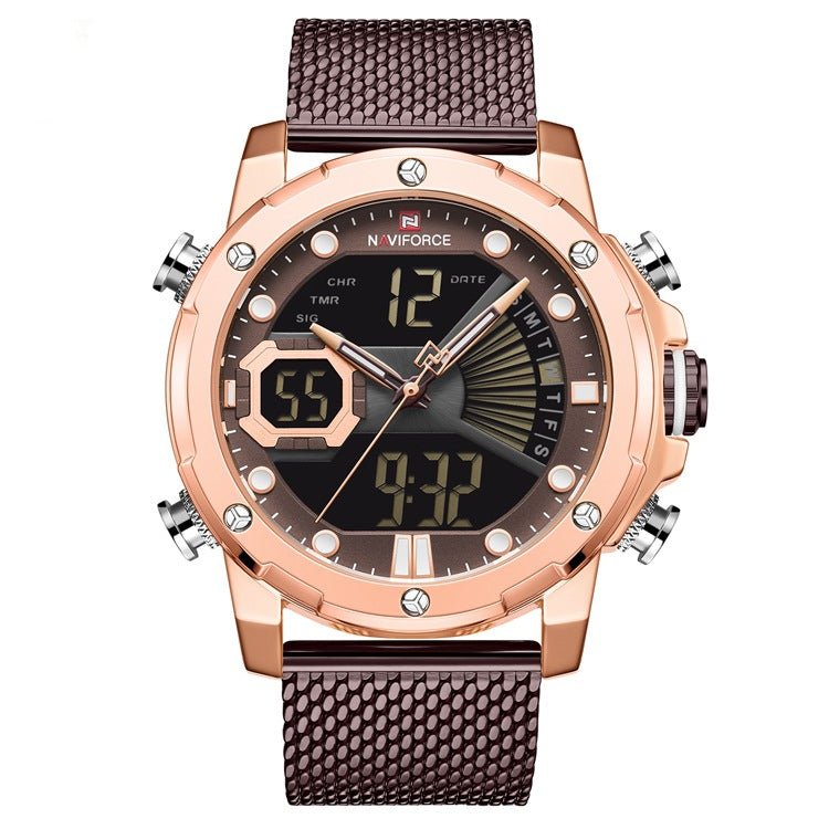 Men's Sports Watch by Memories but Unique with black dial, digital display, and sporty silicone strap on a white background.