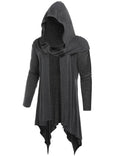 Men's long-sleeve shawl collar cardigan sweater by Memories but Unique, featuring a hood, supersoft fabric, and casual style.