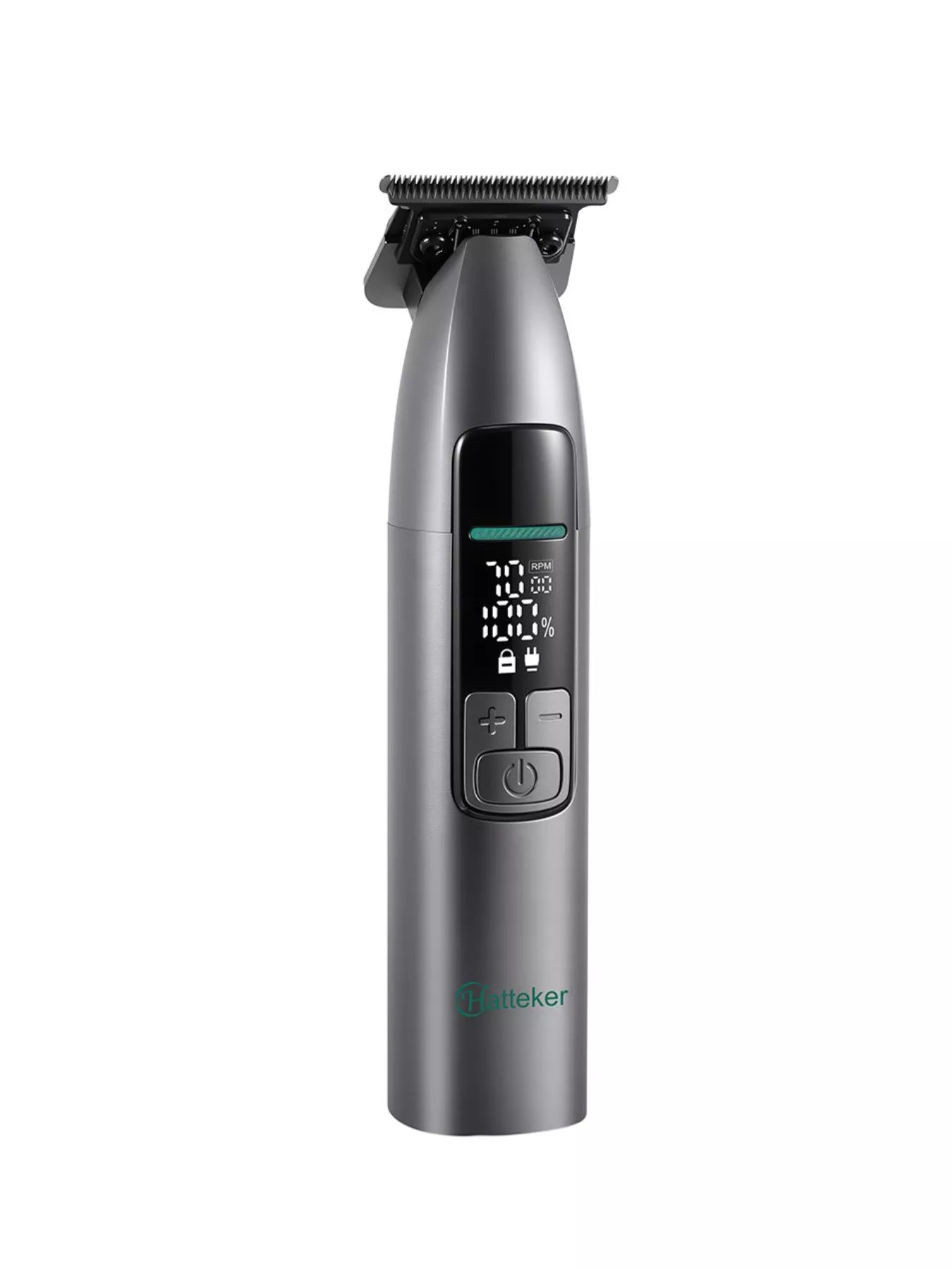 Rechargeable cordless hair clipper with LED display, waterproof design, portable Trendsi hair grooming tool.