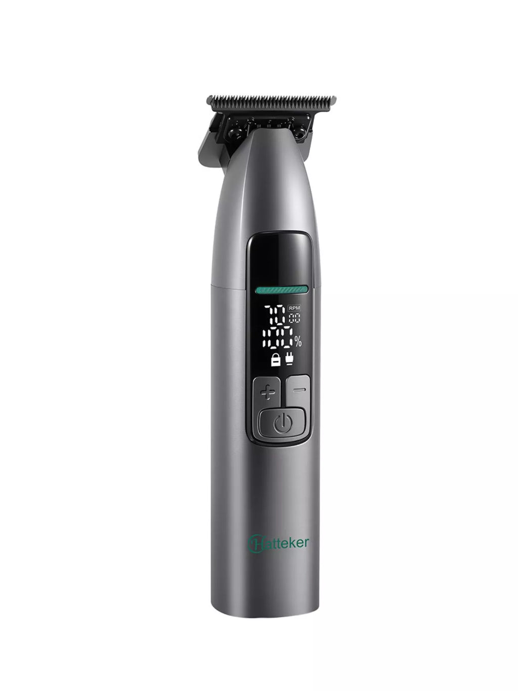 Rechargeable cordless hair clipper with LED display, waterproof design, portable Trendsi hair grooming tool.