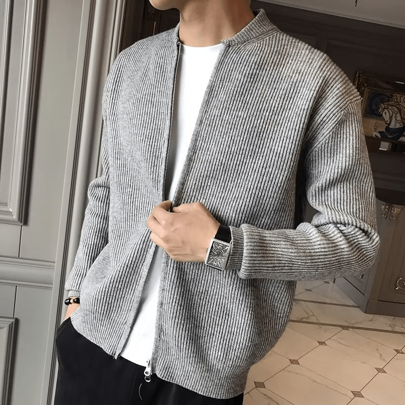 Men's cardigan by Memories But Unique, soft knit with button closure, in a stylish neutral color, perfect for casual wear.