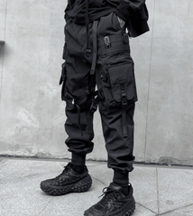 Men's black Zen functional leggings with a snug fit, designed for active wear and athletic performance.