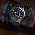 Men's business quartz watch set from Memories but Unique featuring a sleek black strap and classic analog display.
