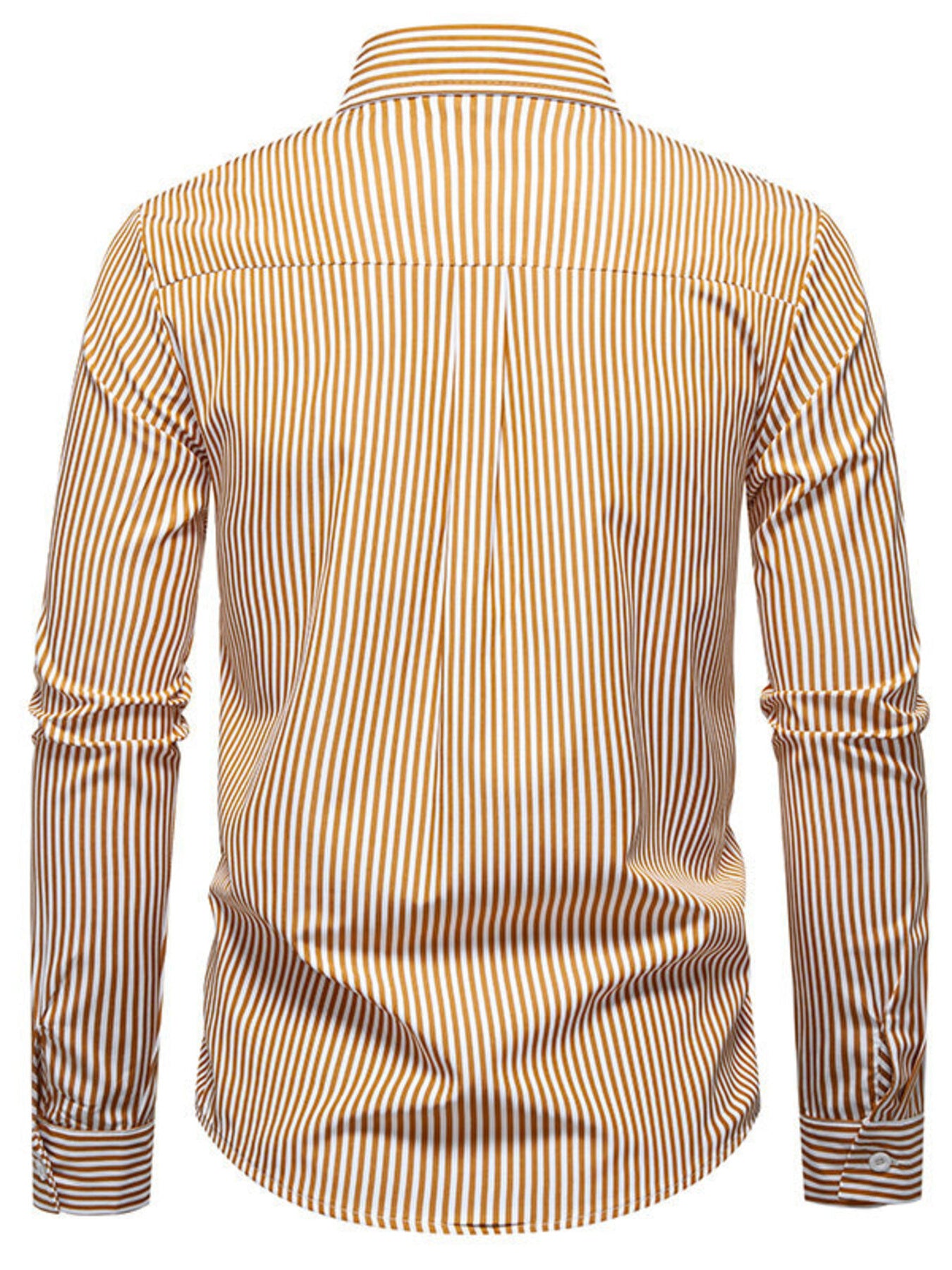 Men's striped woven pattern long sleeve cotton blend button-down shirt, stylish and comfortable for casual wear.