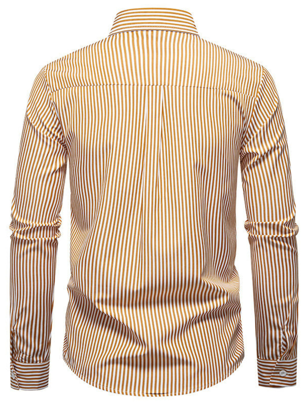 Men's striped woven pattern long sleeve cotton blend button-down shirt, stylish and comfortable for casual wear.