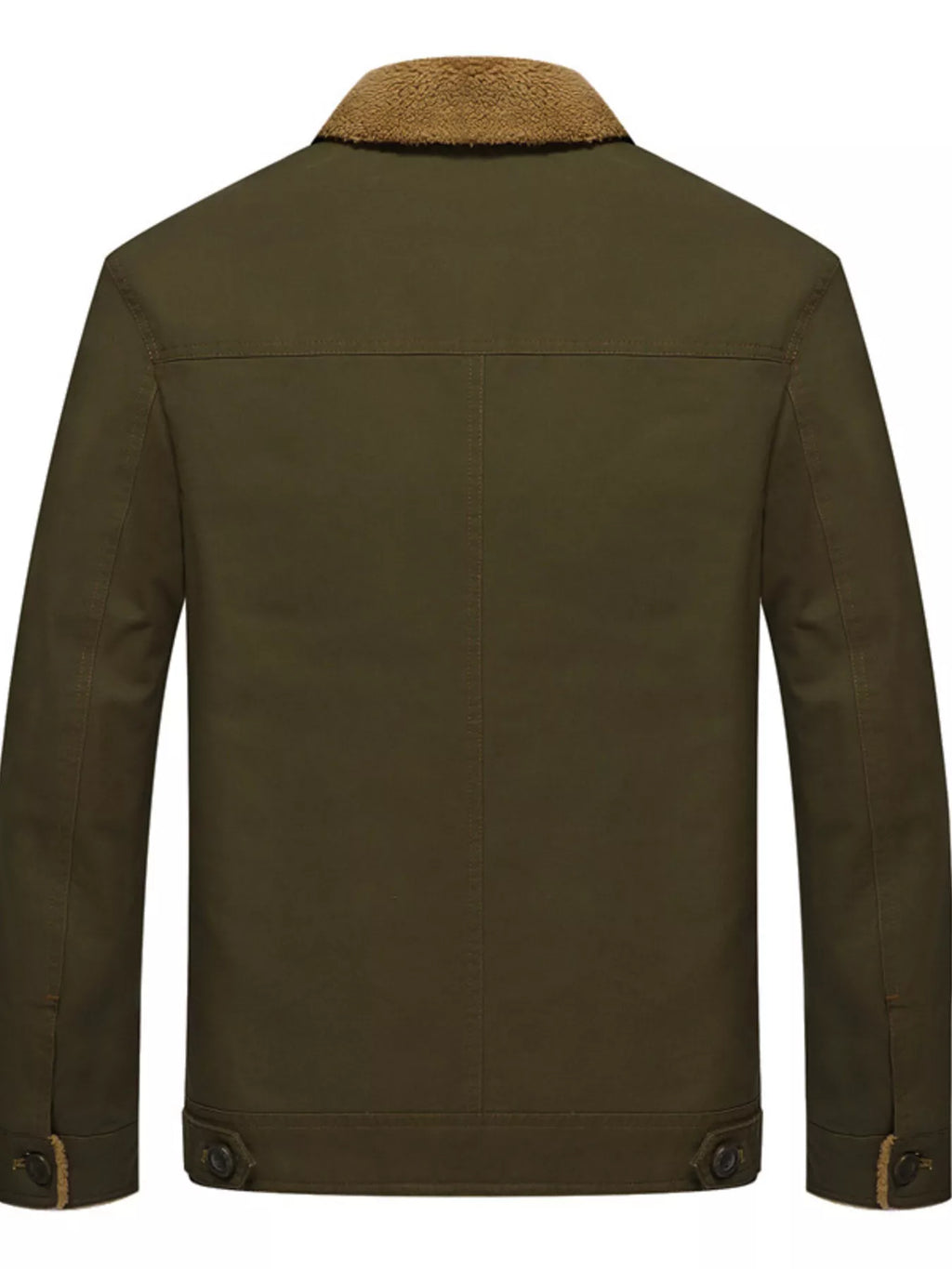 Men's plus size fleece-lined button-up jacket with pockets, casual outerwear by Trendsi, shown in navy with front pockets and cozy lining.