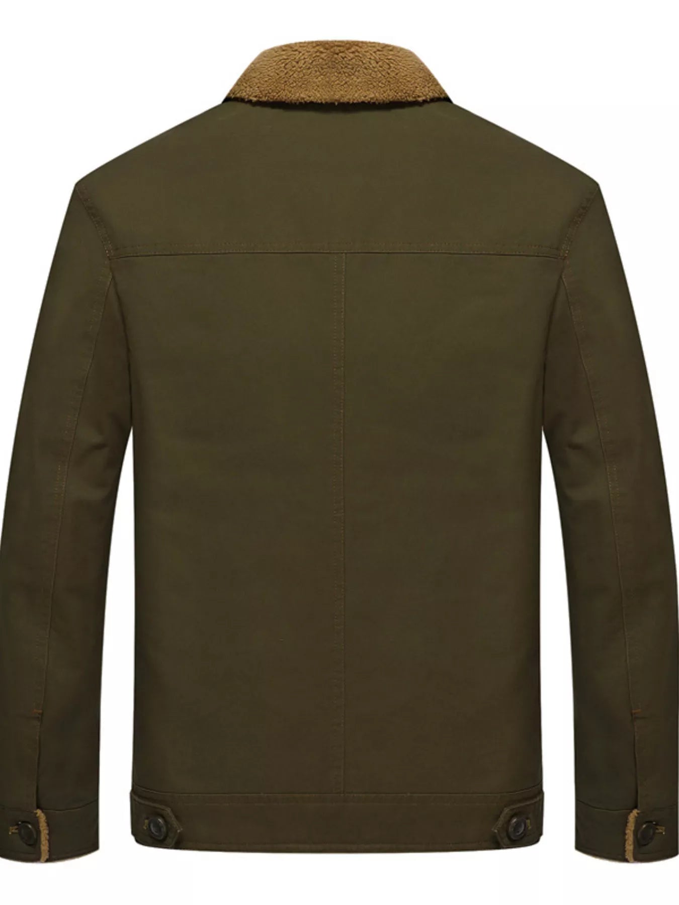 Men's plus size fleece-lined button-up jacket with pockets, casual outerwear by Trendsi, shown in navy with front pockets and cozy lining.