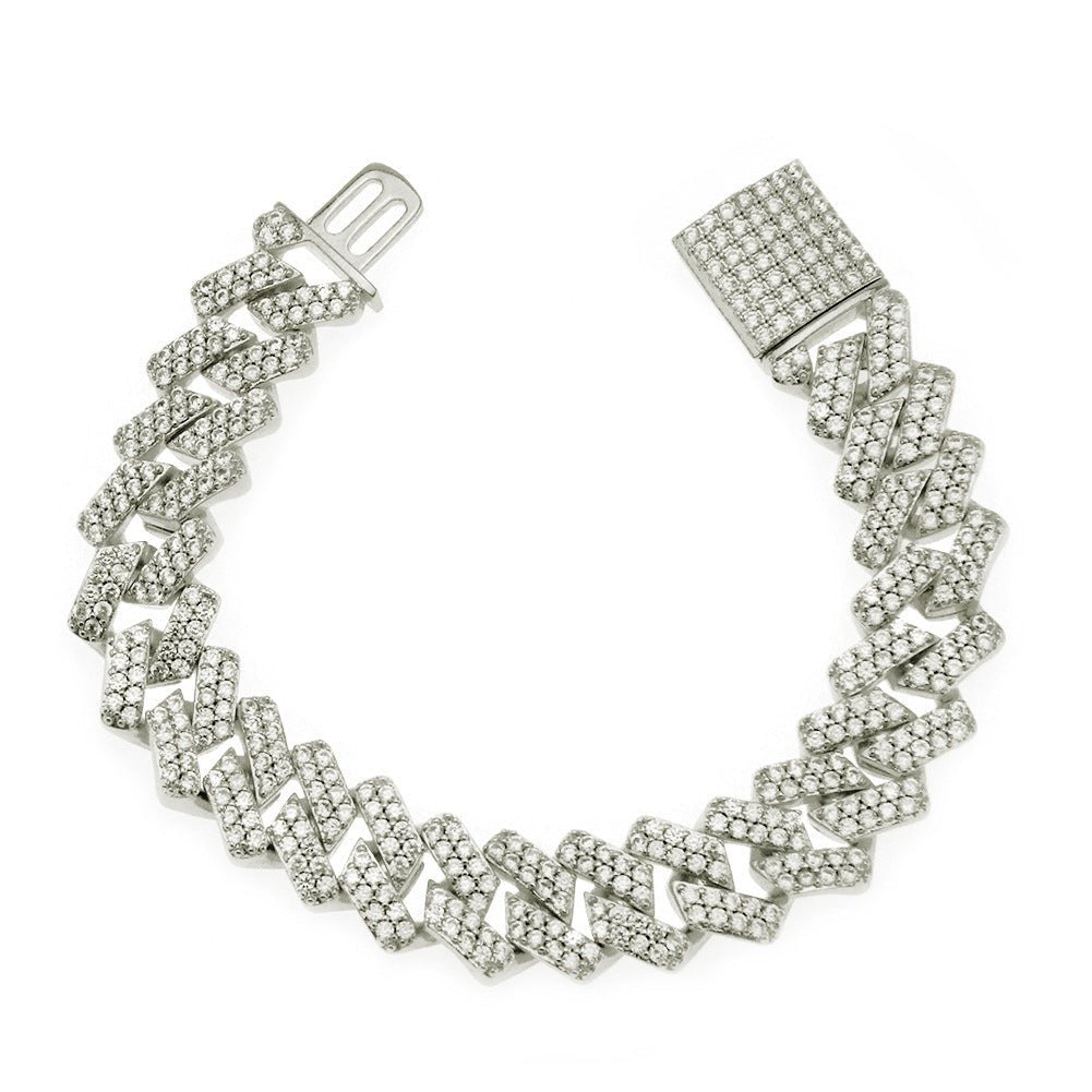 Men's Miami Cuban Link Bracelet from Memories but Unique, featuring bold, shiny gold-tone hip hop jewelry design.