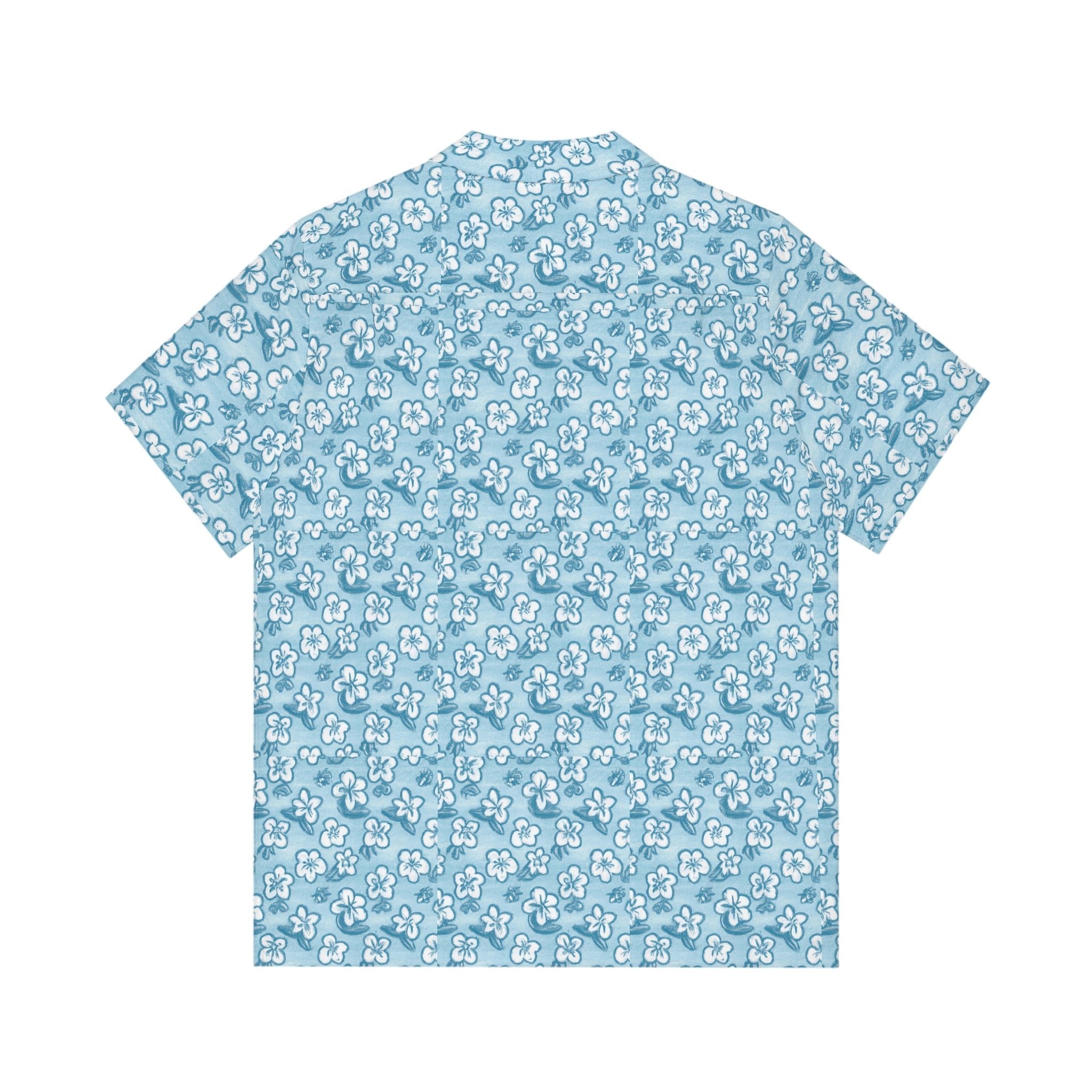 Men's Azul Tropical Flower Hawaiian Shirt featuring vibrant floral pattern and lightweight fabric, designed for a relaxed, stylish look.