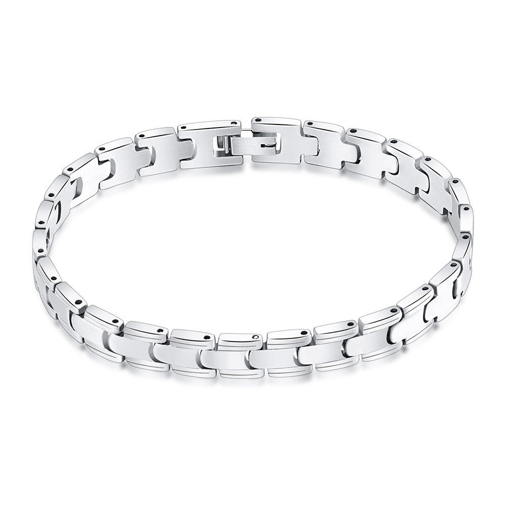 Men's stainless steel bracelet with gold edge, featuring sleek jewelry design and modern style from Memories but Unique.