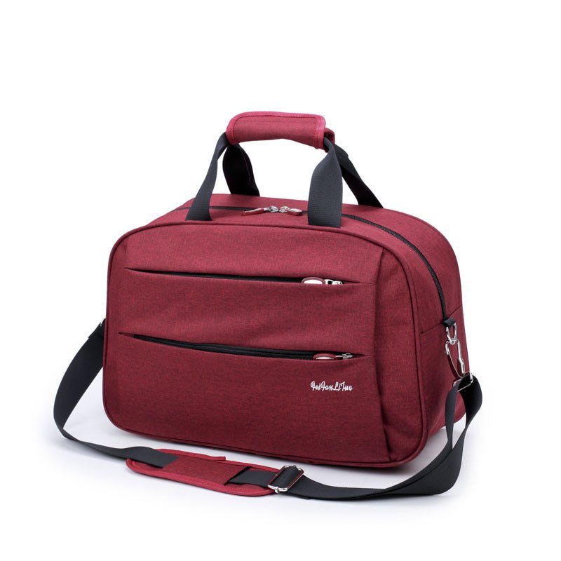 Portable waterproof men's travel fitness bag by Memories but Unique, showing durable design and spacious compartments for workout gear.