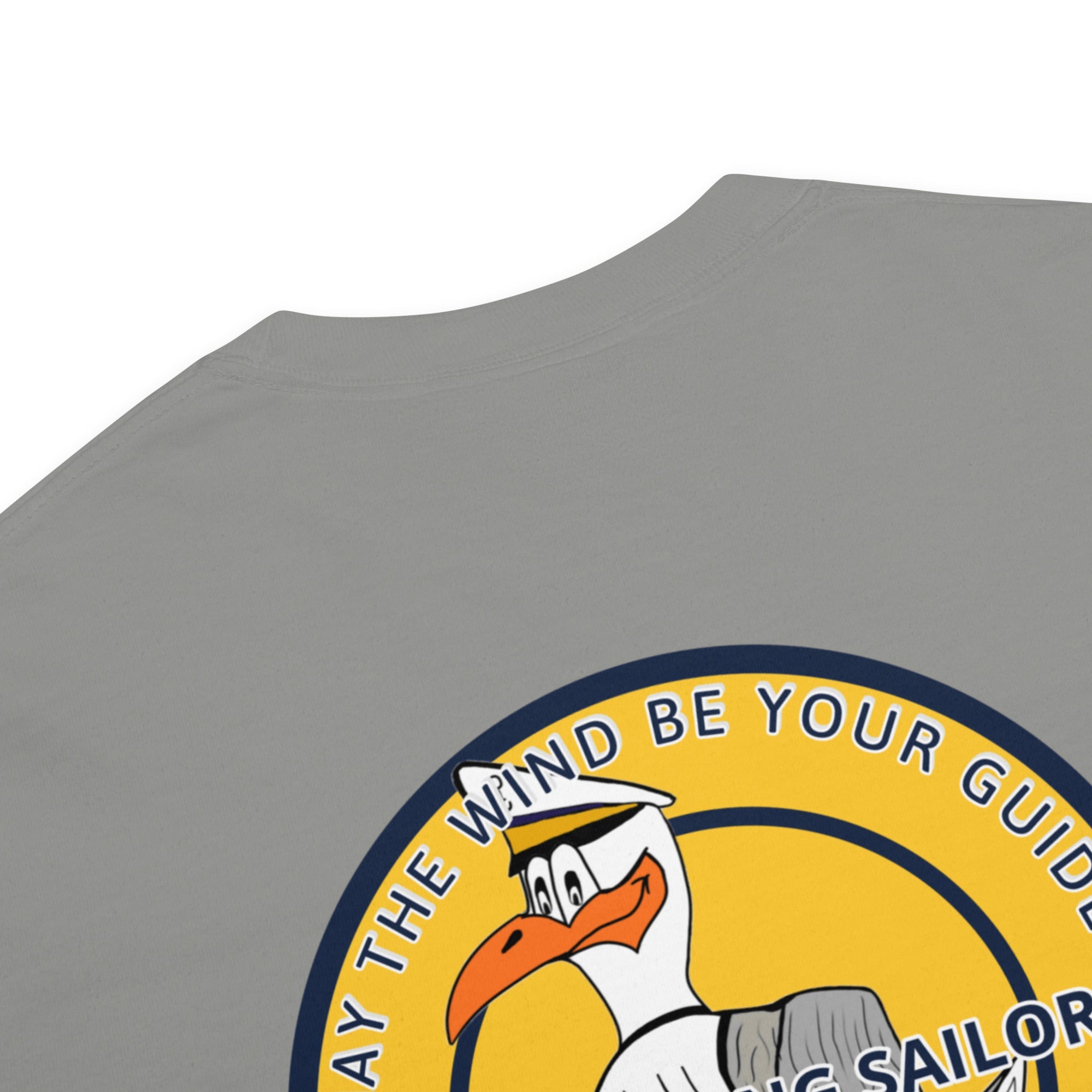Men’s high-flying sailor heavyweight T-shirt by Memories But Unique, featuring a bold nautical design and comfortable fit.