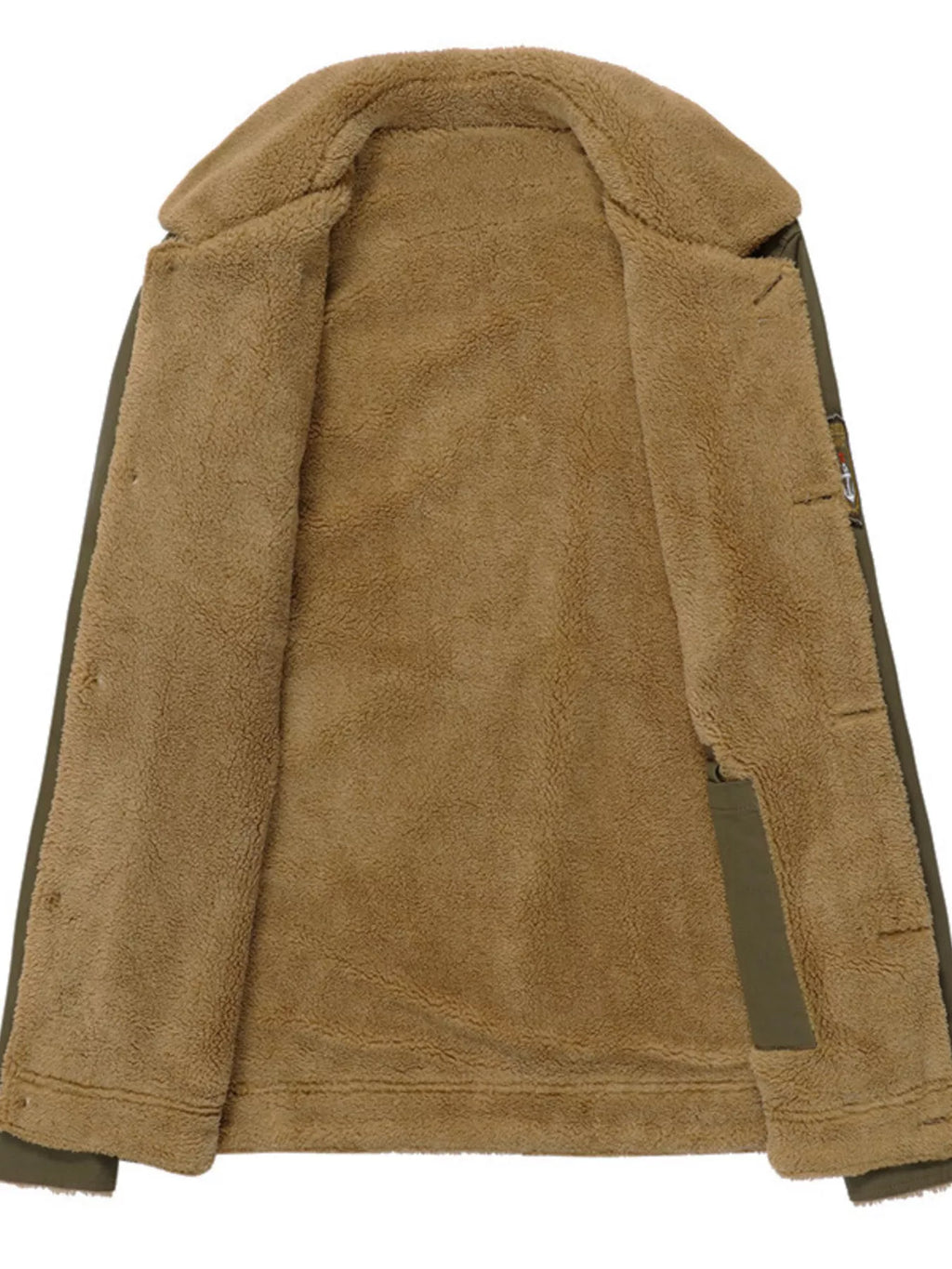 Men's plus size fleece-lined button-up jacket with pockets, stylish outerwear by Trendsi, featuring a warm, comfortable design.