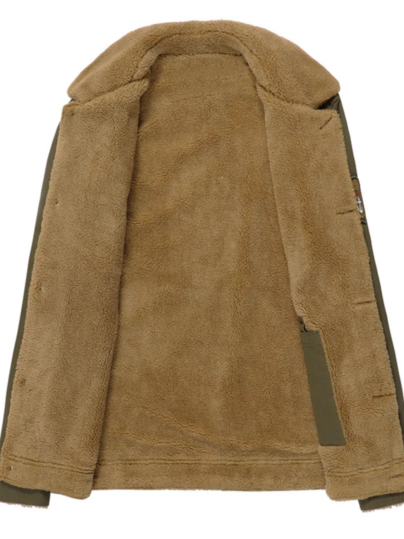 Men's plus size fleece-lined button-up jacket with pockets, stylish outerwear by Trendsi, featuring a warm, comfortable design.