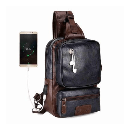 Men's travel casual shoulder crossbody bag by Memories but Unique, featuring a compact design with adjustable strap and multiple compartments.