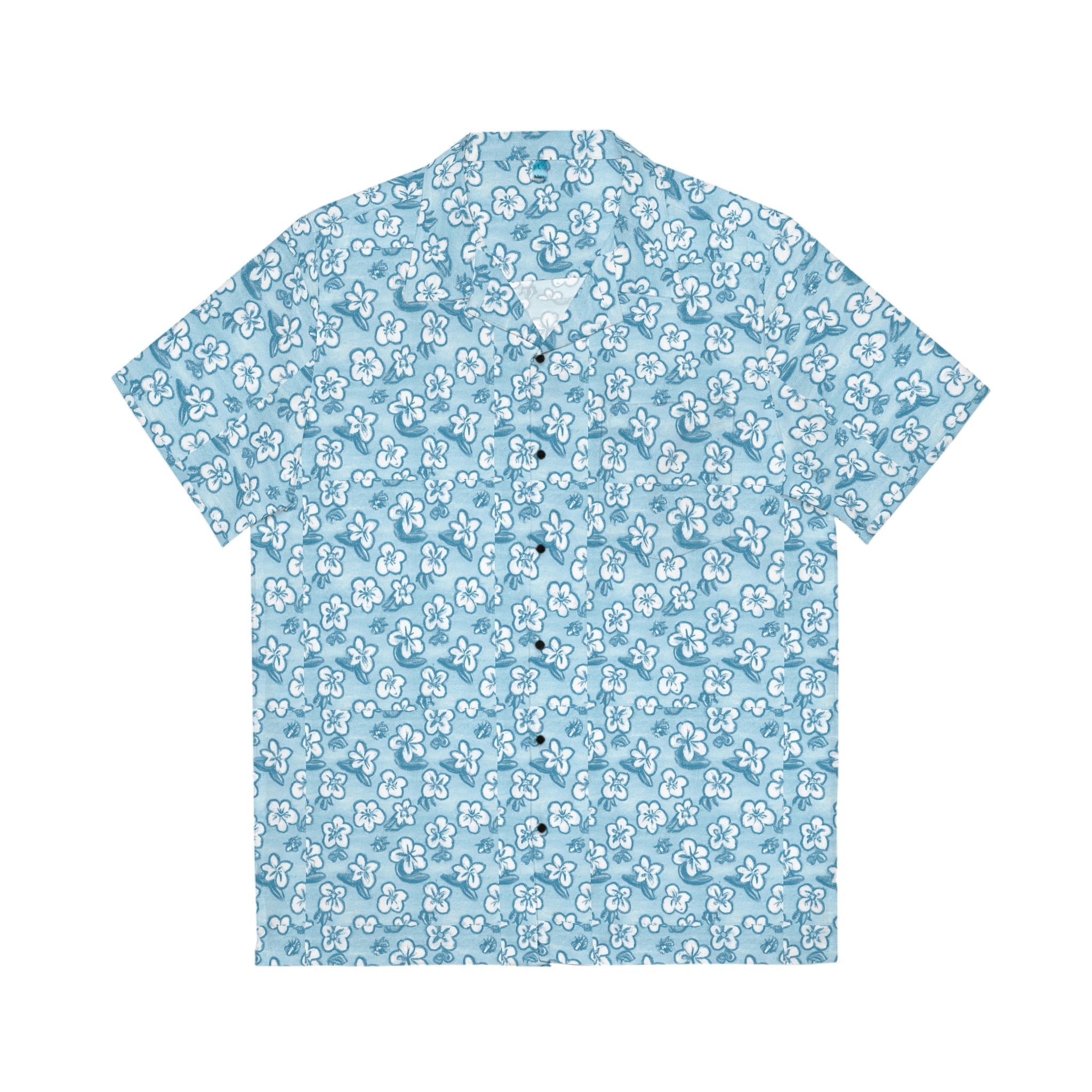 Men's Azul Tropical Flower Hawaiian shirt with vibrant floral pattern, short sleeves, and button-up front by ShineOn Fulfillment