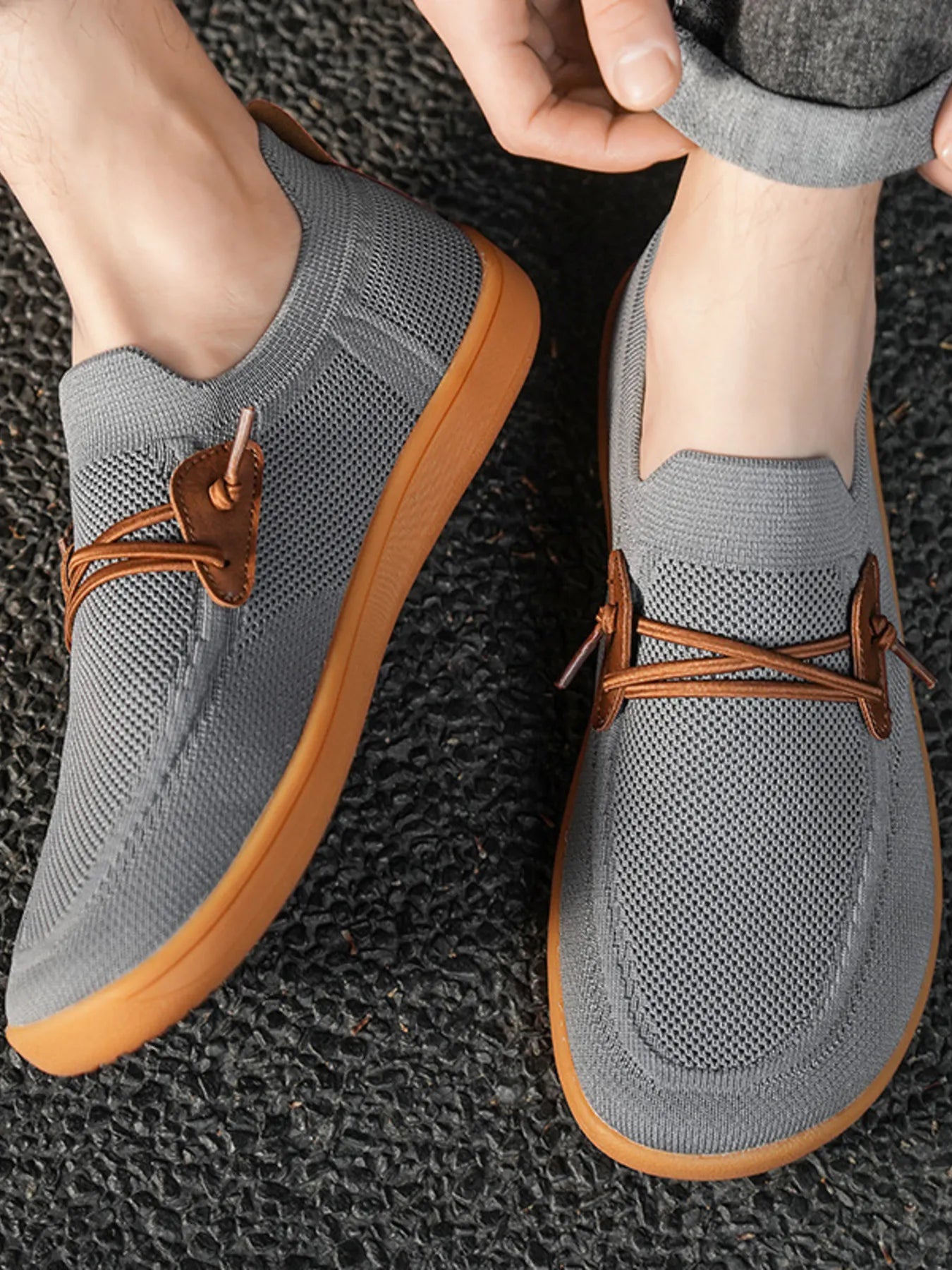 Men's breathable mesh slip-on sneakers by Trendsi, lightweight casual walking shoes with a comfortable mesh upper and slip-on design.