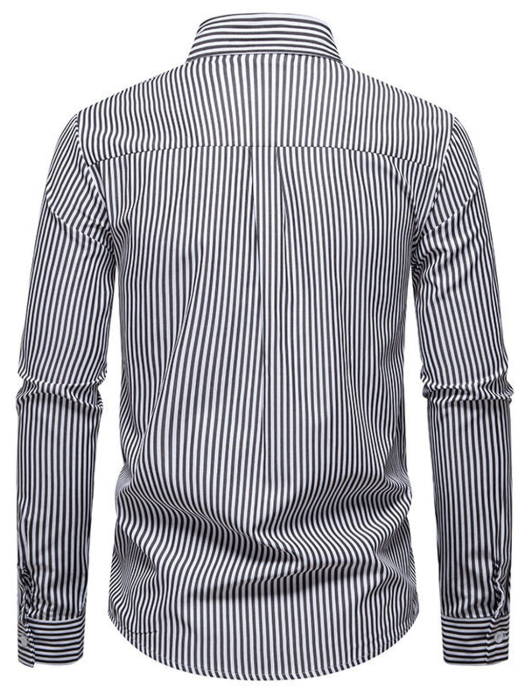 Men's long sleeve woven pattern shirt with stripes, cotton blend, button-down style, by Trendsi.