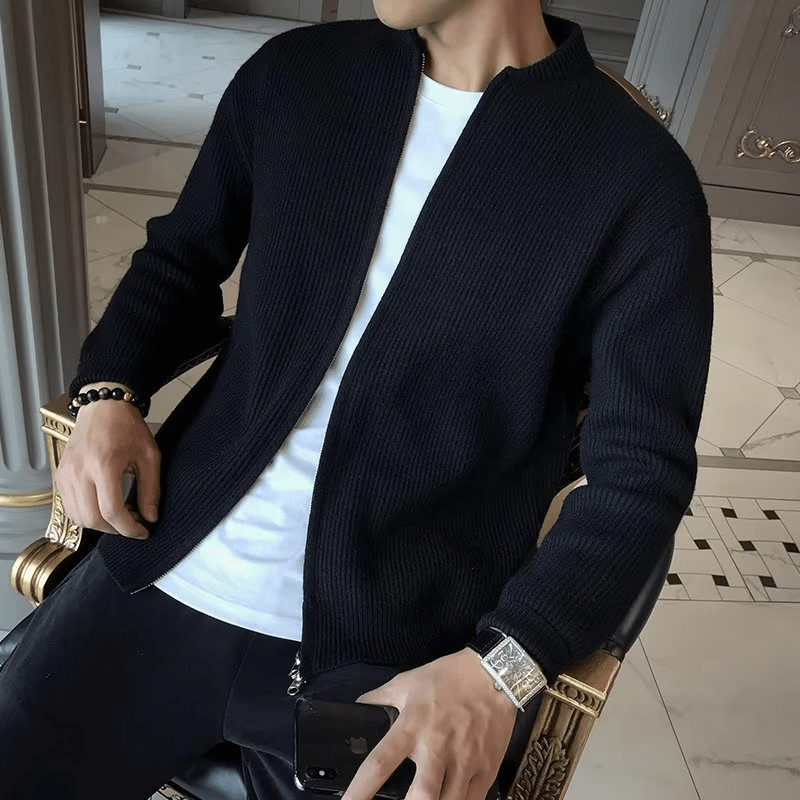 Men's cardigan from Memories but Unique, featuring a cozy knit fabric and button closure, displayed on a neutral background.