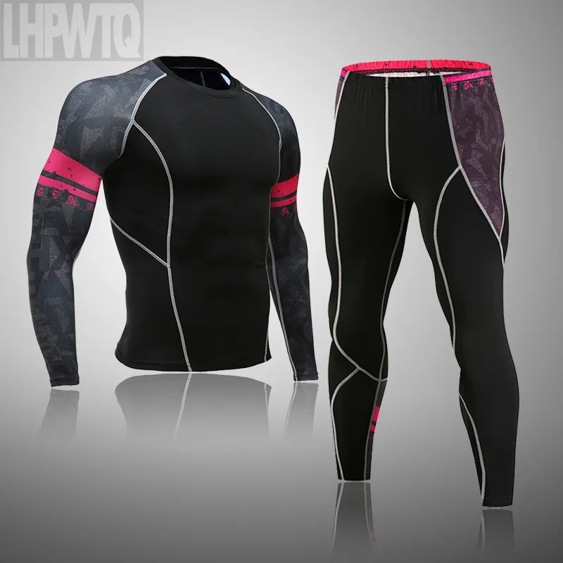 Men's Memories but Unique MMA rash guard sports suit with quick-drying, compression leggings for fitness training and thermal underwear.