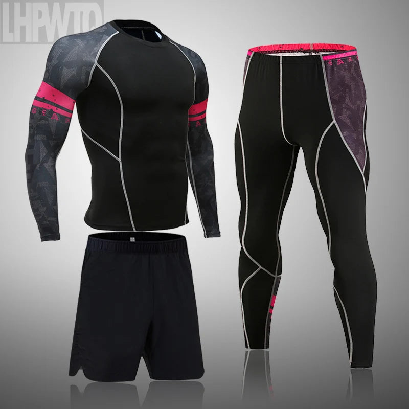 Men's Memories but Unique MMA rashguard sports suit, quick-drying compression clothing, thermal leggings for fitness training.
