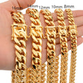Stainless steel Miami curb Cuban chain necklace with dragon lock clasp, men's jewelry from Memories but Unique, available in multiple lengths