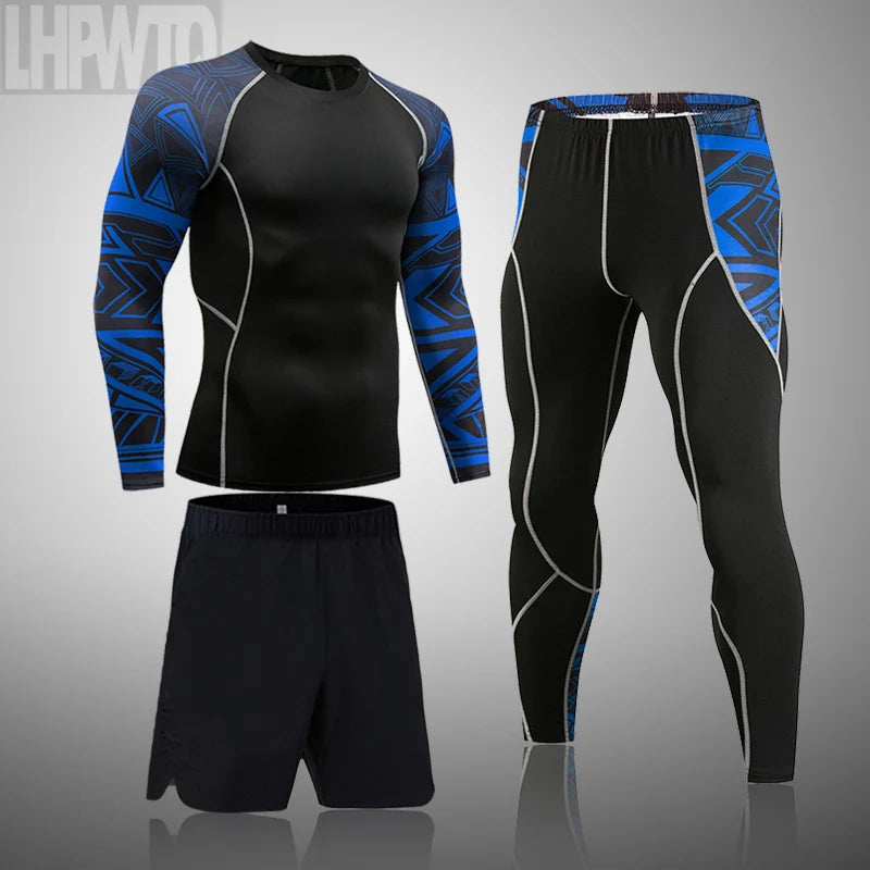 Men's Memories but Unique MMA rashguard and compression leggings, quick-drying sportswear for fitness training and thermal underwear.