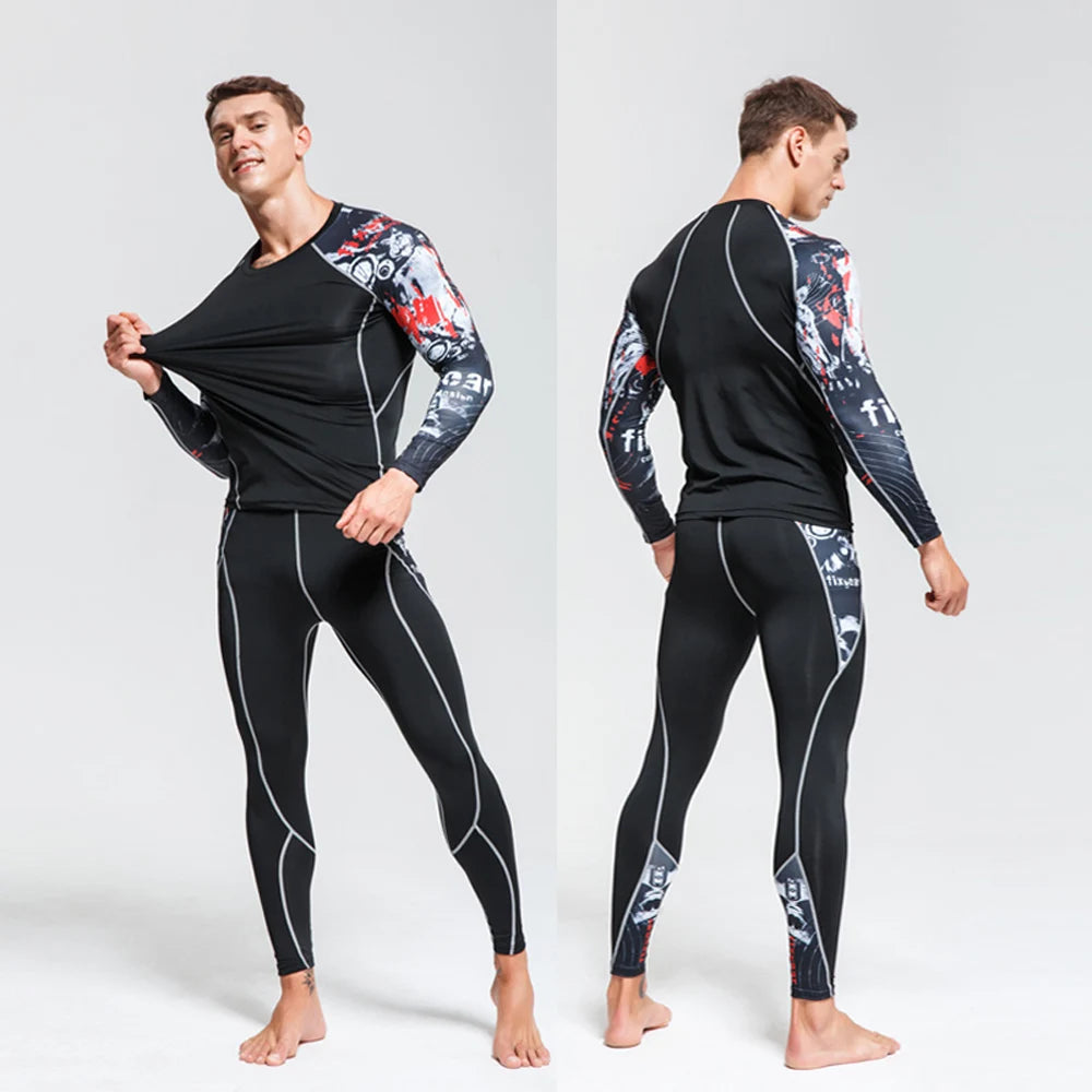 Men's MMA rash guard by Memories but Unique, quick-drying compression sportswear with thermal leggings for fitness training.