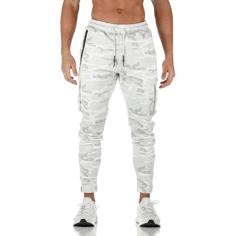 Men's camouflage cotton casual overalls with zipper details, versatile sports and running trousers by Memories but Unique.