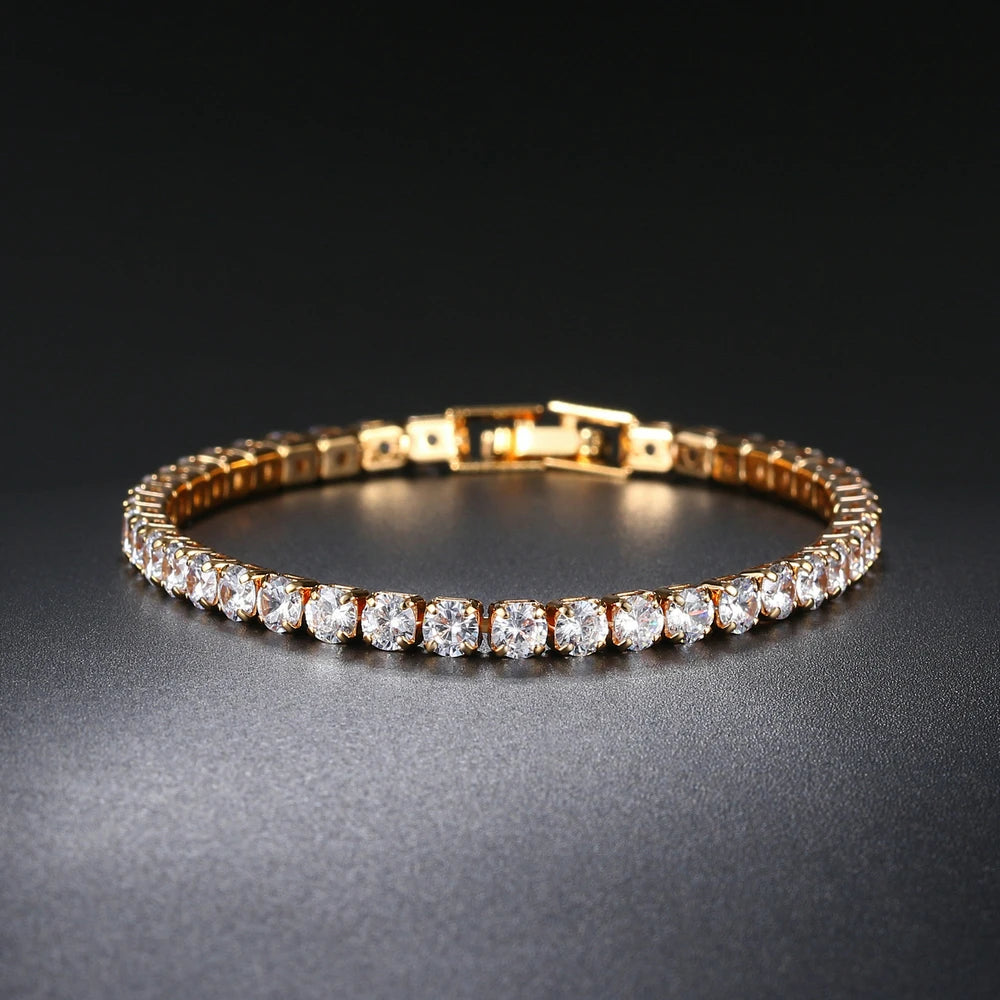 ShineOn Fulfillment men's iced out hip-hop tennis bracelet with cubic zirconia, 3/4/5mm crystal chain on the hand, streetwear jewelry